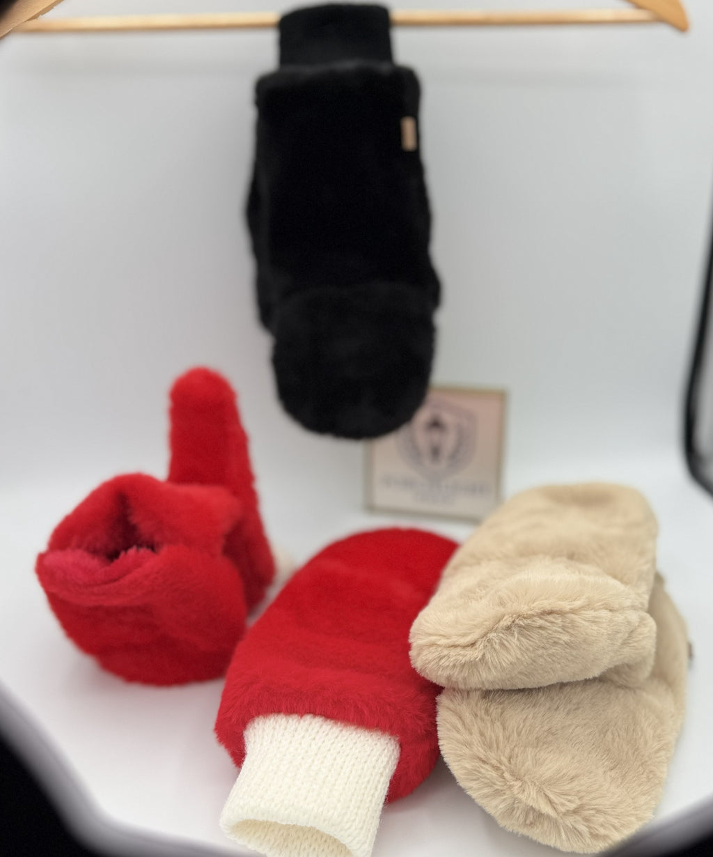 Faux Fur Open Up Mitten Gloves