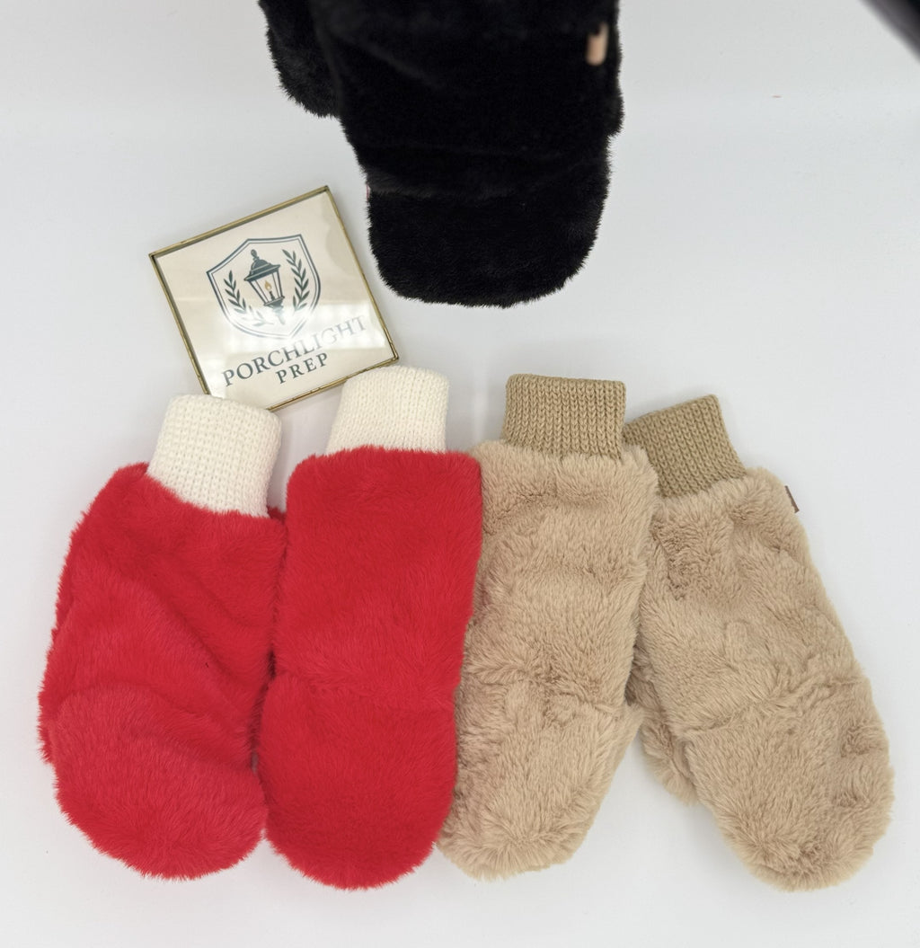 Faux Fur Open Up Mitten Gloves