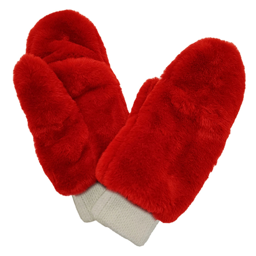 Faux Fur Open Up Mitten Gloves
